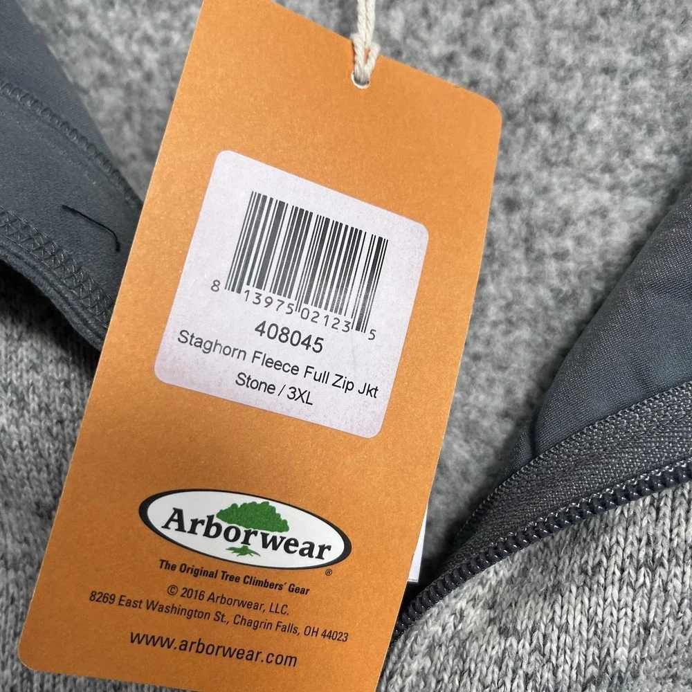 Arborwear MENS Staghorn Stone Gray 1/2 Zip Fleece Pullover Jacket SIZE 3XL NWT